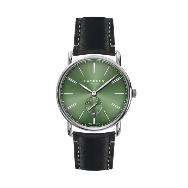 HAMPDEN MODEL 4 Watch Round Case & Wire Lugs Date Indicator 2-Tone Stainless Steel Wristwatch