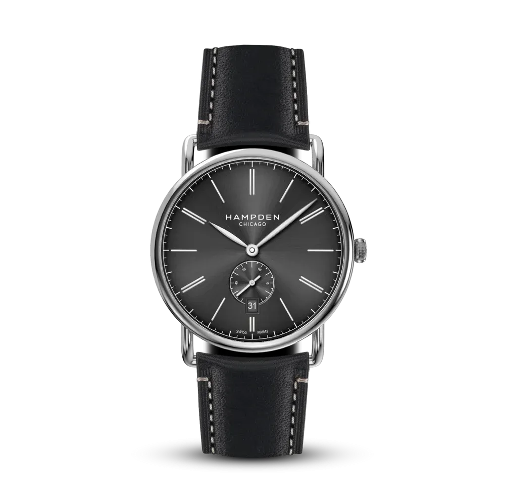 HAMPDEN MODEL 4 Watch Round Case & Wire Lugs Date Indicator 2-Tone Stainless Steel Wristwatch