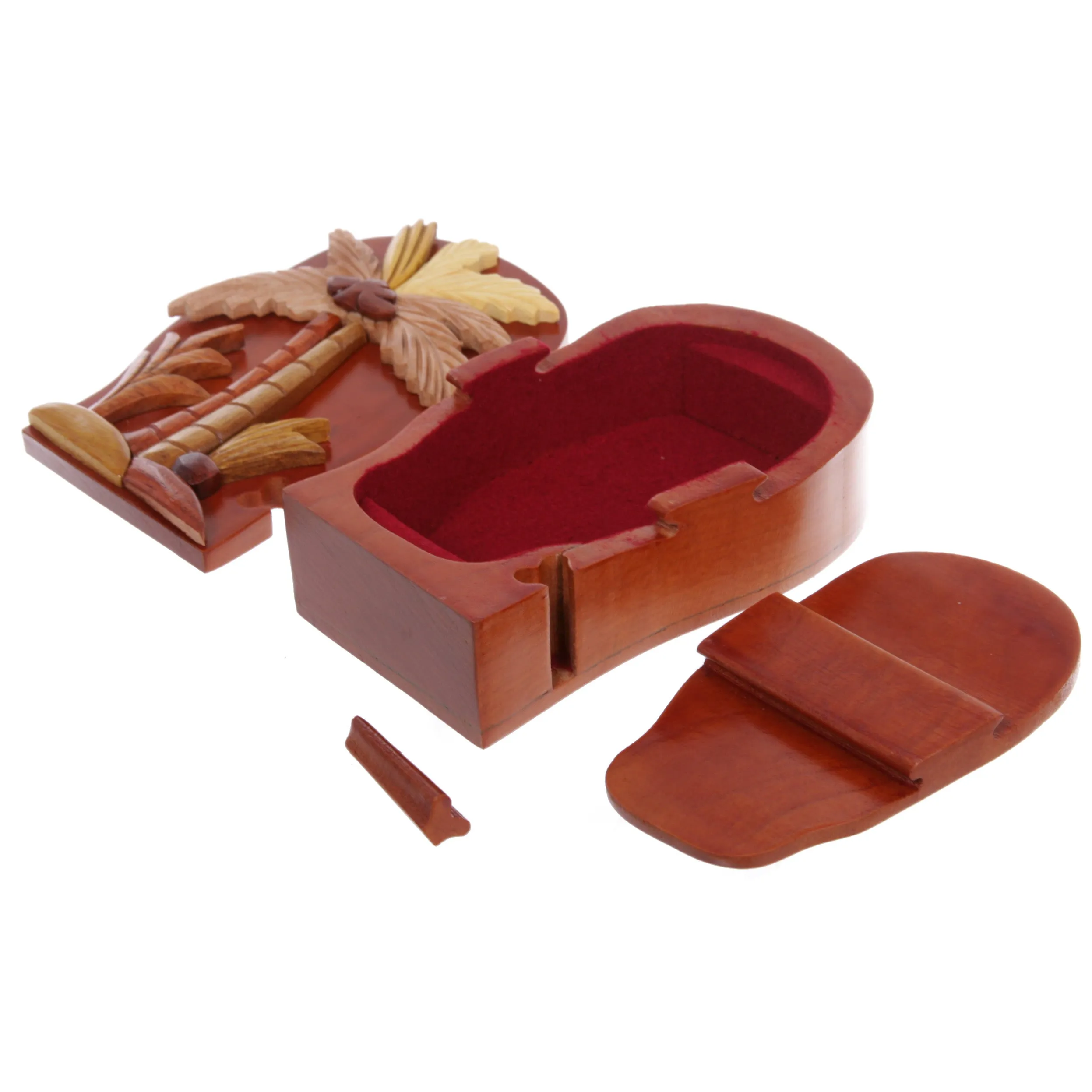 Handcrafted Wooden Secret Jewelry Puzzle Box - Palm Tree