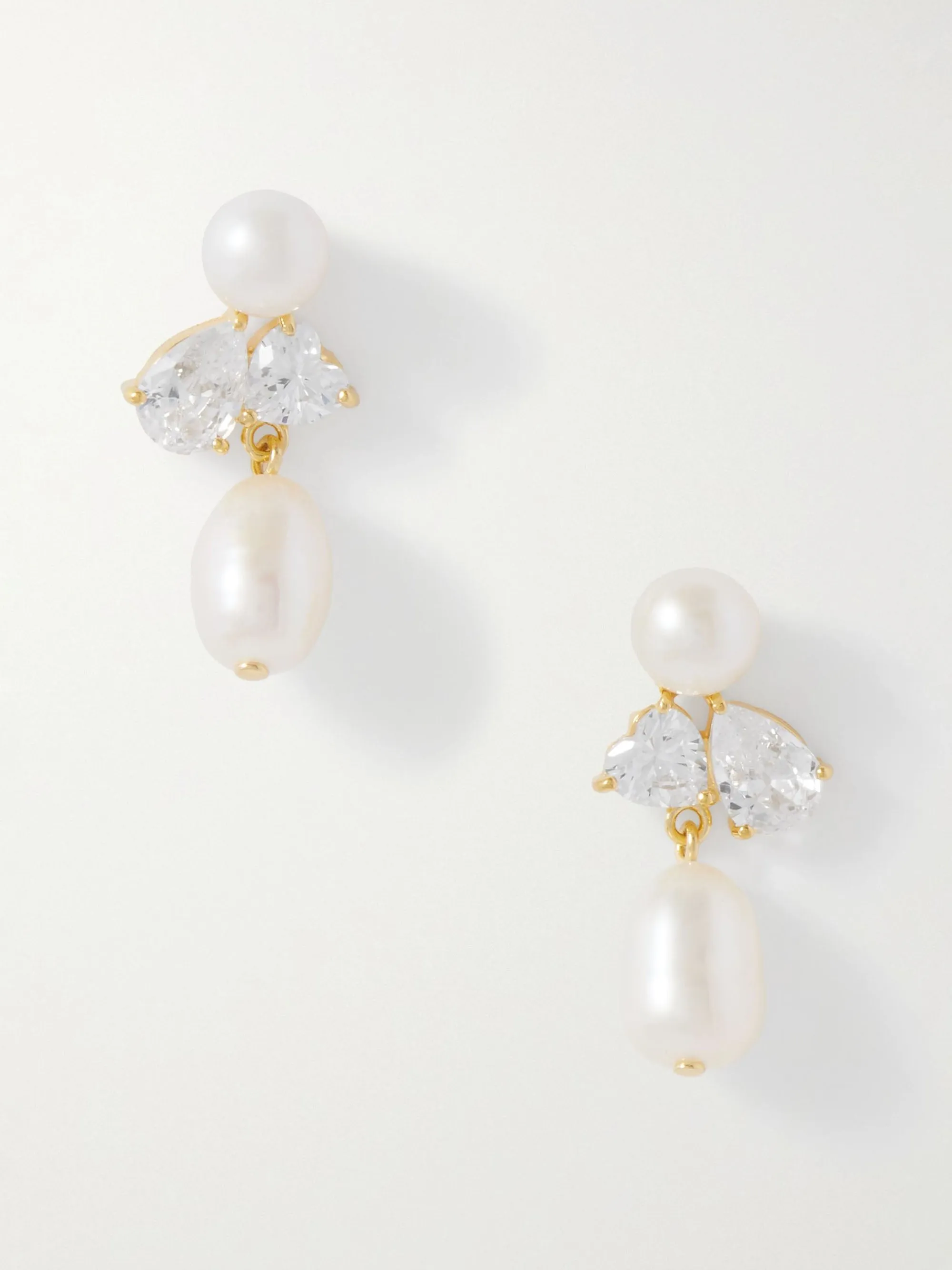 Infinity's Reversal recycled gold vermeil, cubic zirconia and pearl earrings