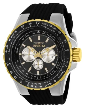 Invicta Aviator Men 50mm Stainless Steel Black Silver dial Chronograph Quartz Watch
