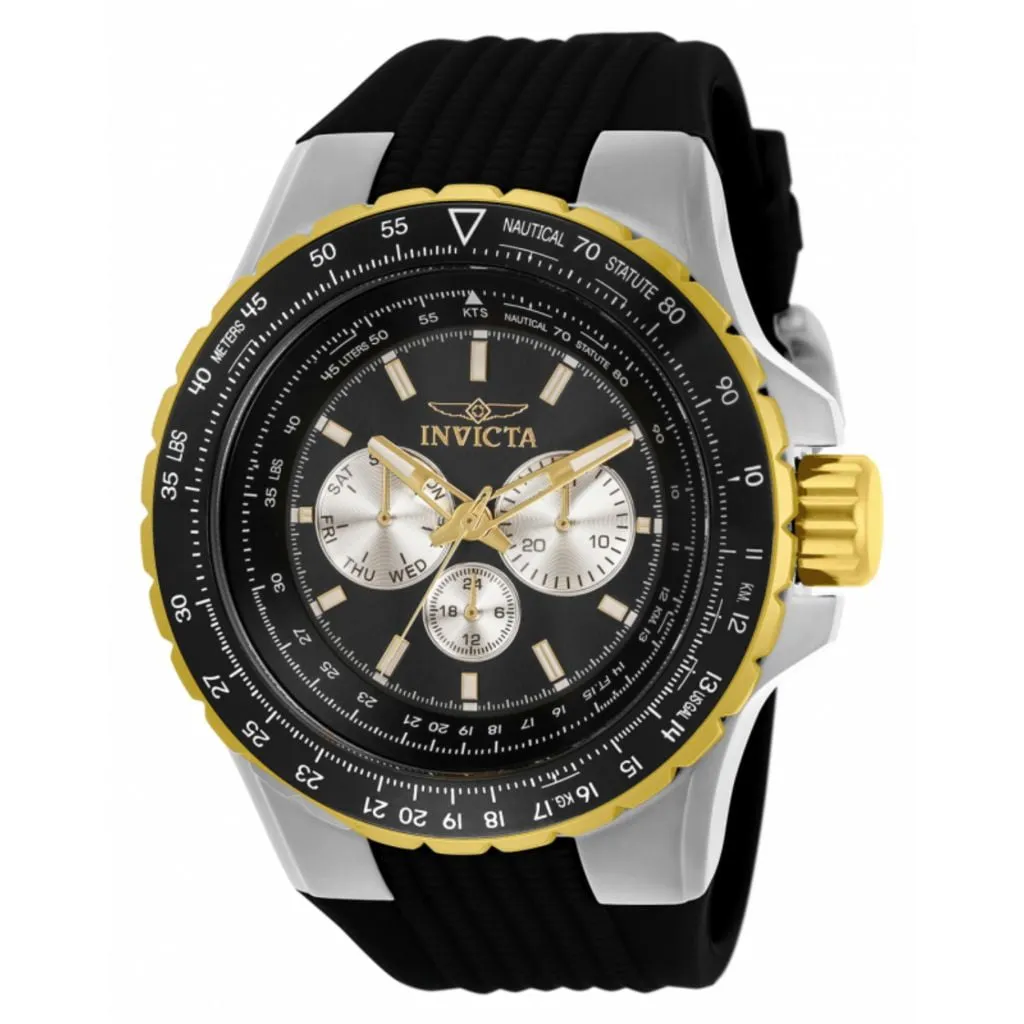 Invicta Aviator Men 50mm Stainless Steel Black Silver dial Chronograph Quartz Watch