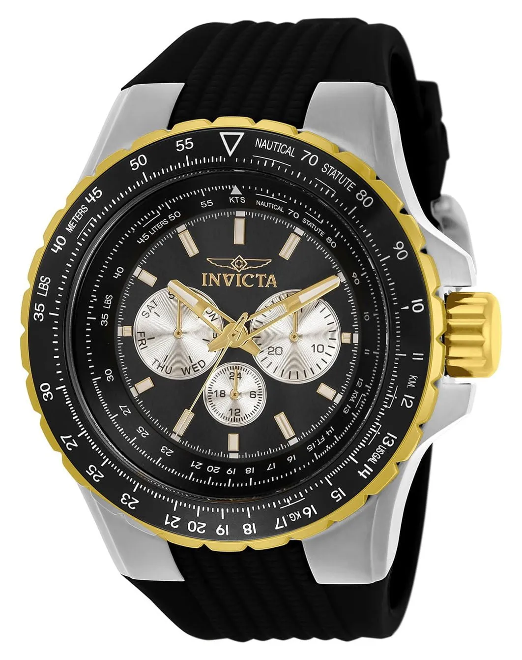 Invicta Aviator Men 50mm Stainless Steel Black Silver dial Chronograph Quartz Watch