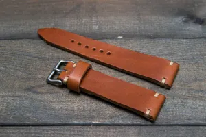 Italian bull  leather watch strap 4 mm thick, Cognac Toro Bull, handmade in Finland -  16mm, 17 mm, 18mm, 19 mm, 20mm, 21mm, 22mm, 23 mm, 24mm, 25 mm, 26 mm.