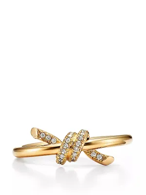 Knot ring in yellow gold with diamonds