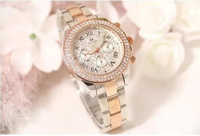 Ladies Luxury Fashion steel Watches men Crystal Rhinestone Reloj woman Watch Sparkling Shining Large Dial Watch Brand watches