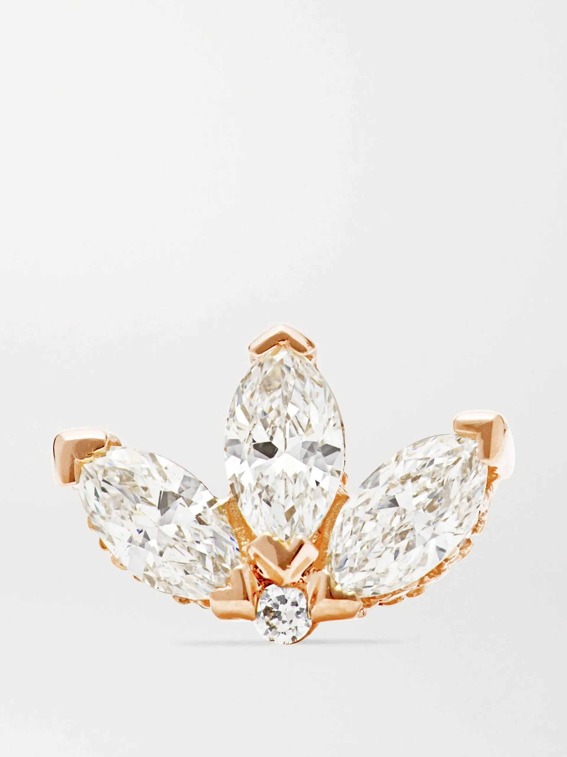 Lotus 18kt rose gold diamond earring