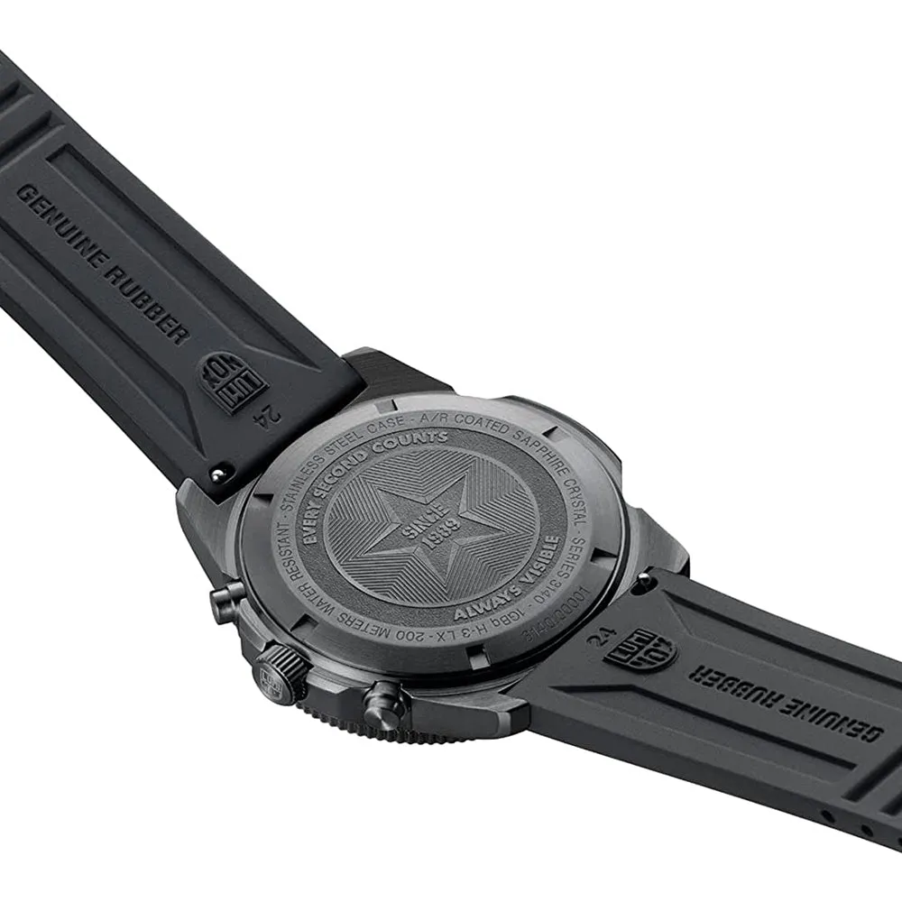 Luminox Men's Black Dial Rubber Band Pacific Diver Blackout Chronograph Swiss Quartz Watch - XS.3141.BO(2)