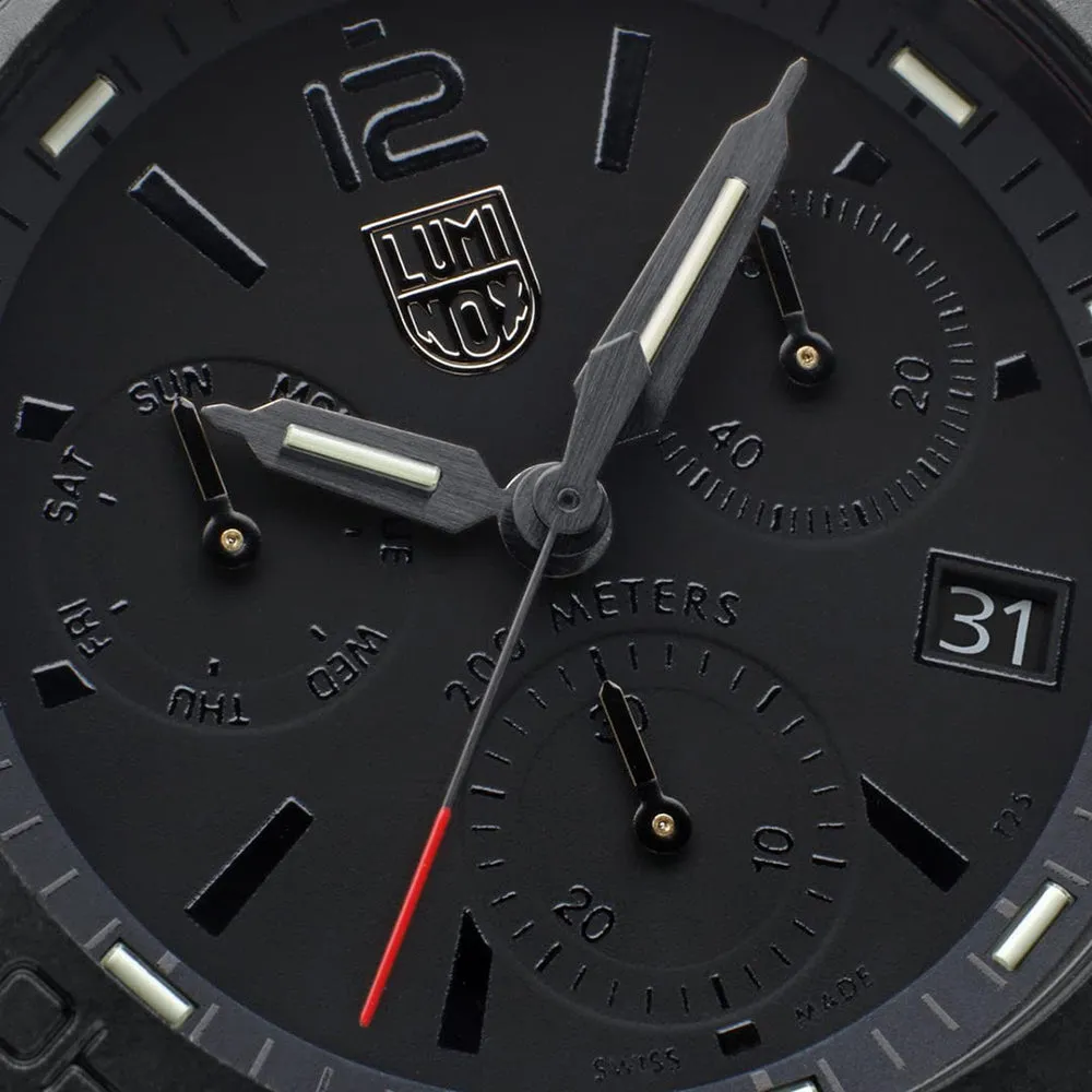 Luminox Men's Black Dial Rubber Band Pacific Diver Blackout Chronograph Swiss Quartz Watch - XS.3141.BO(2)