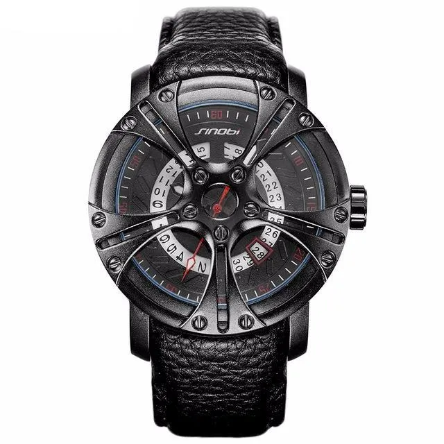 Luxury Mechanical Men Leather Straps  Sport Quartz Watch