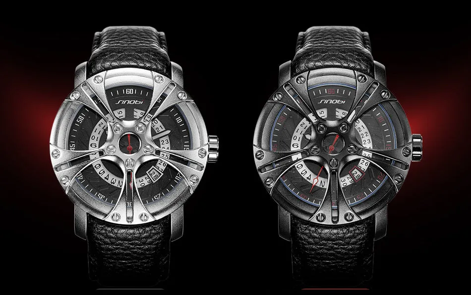 Luxury Mechanical Men Leather Straps  Sport Quartz Watch