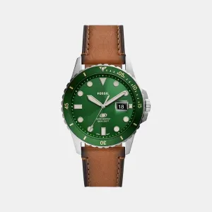 Men's Silver Analog Leather Watch FS5946