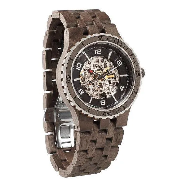 Men's Wood Watch Walnut Premium Automatic Transparent Body