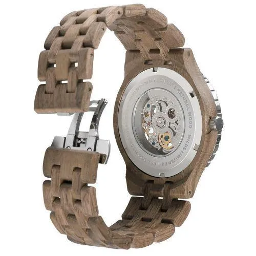 Men's Wood Watch Walnut Premium Automatic Transparent Body