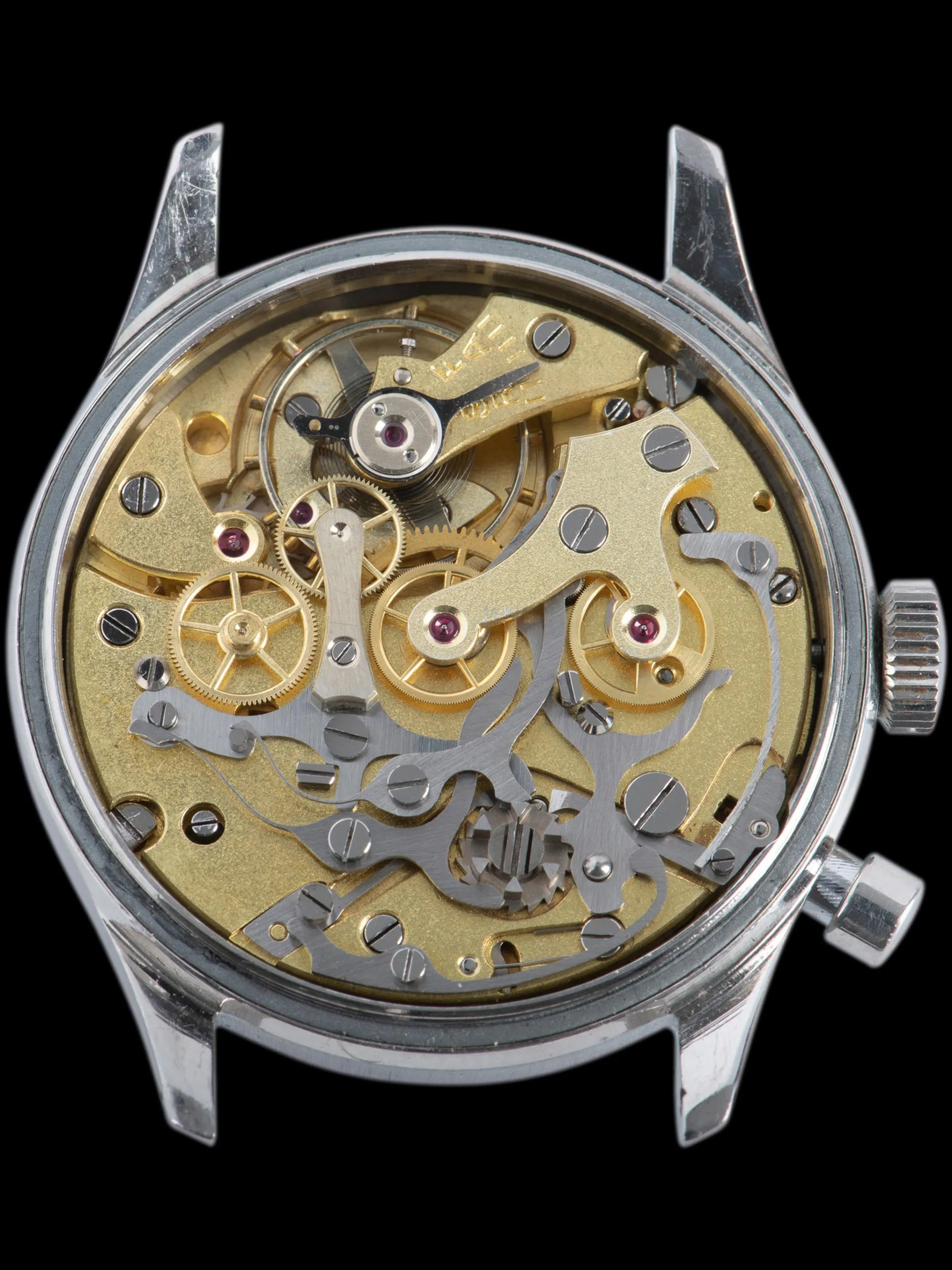 Military-Issued 1950s Lemania Mono-Pusher Chronograph Cal. 15 "Promethium Lume"