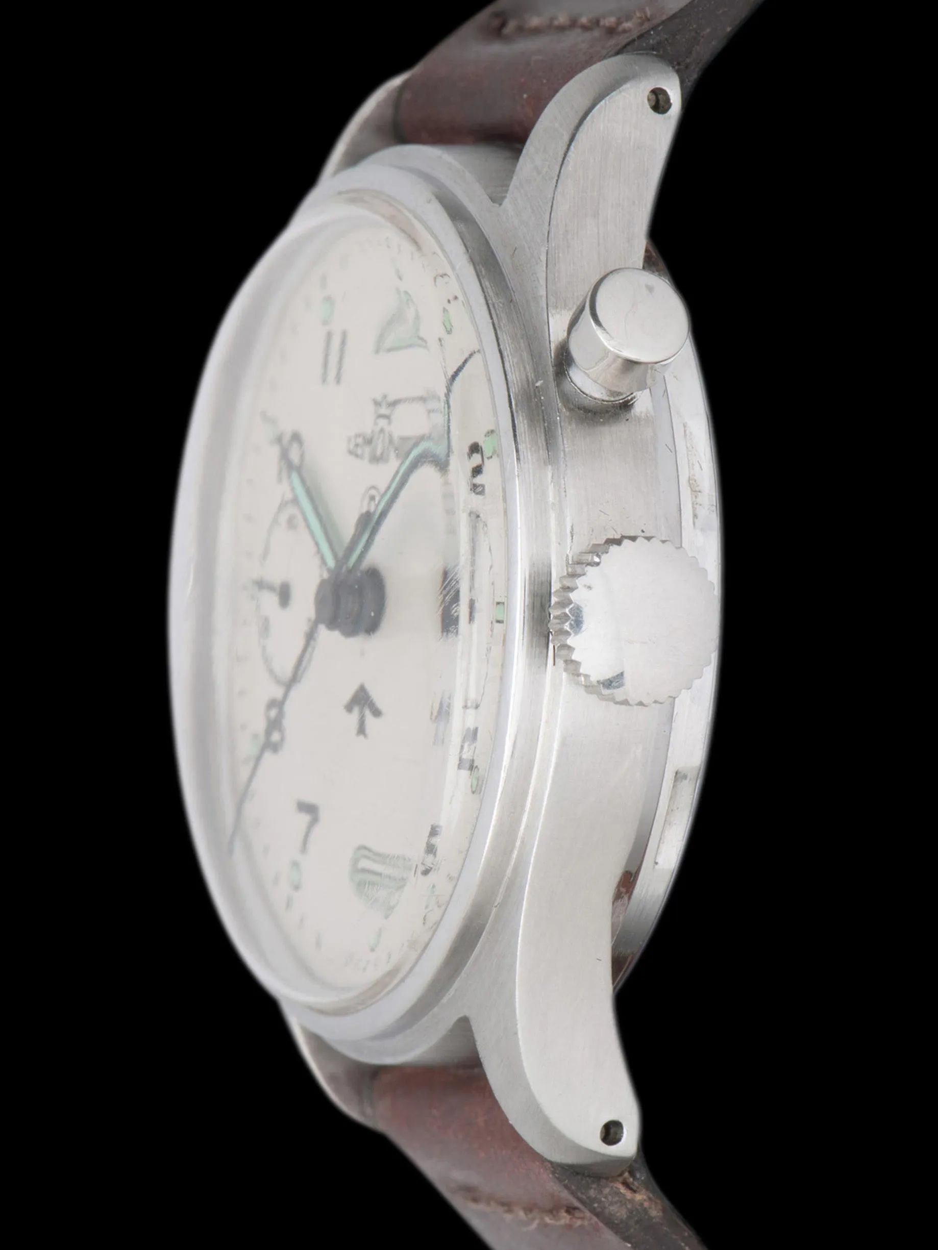 Military-Issued 1950s Lemania Mono-Pusher Chronograph Cal. 15 "Promethium Lume"