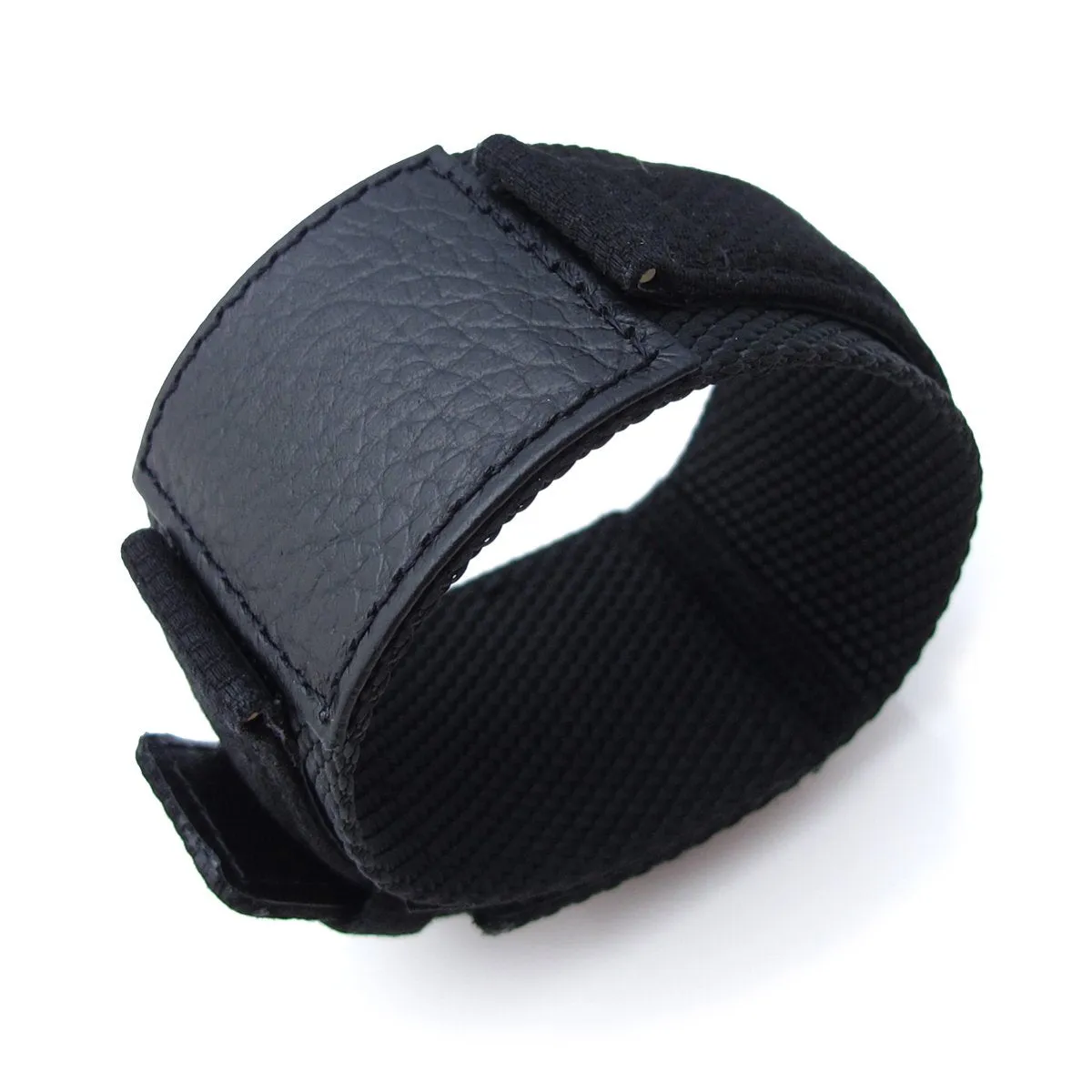 MiLTAT 21mm Double Layer Nylon Black Tactical Velcro Watch Strap
