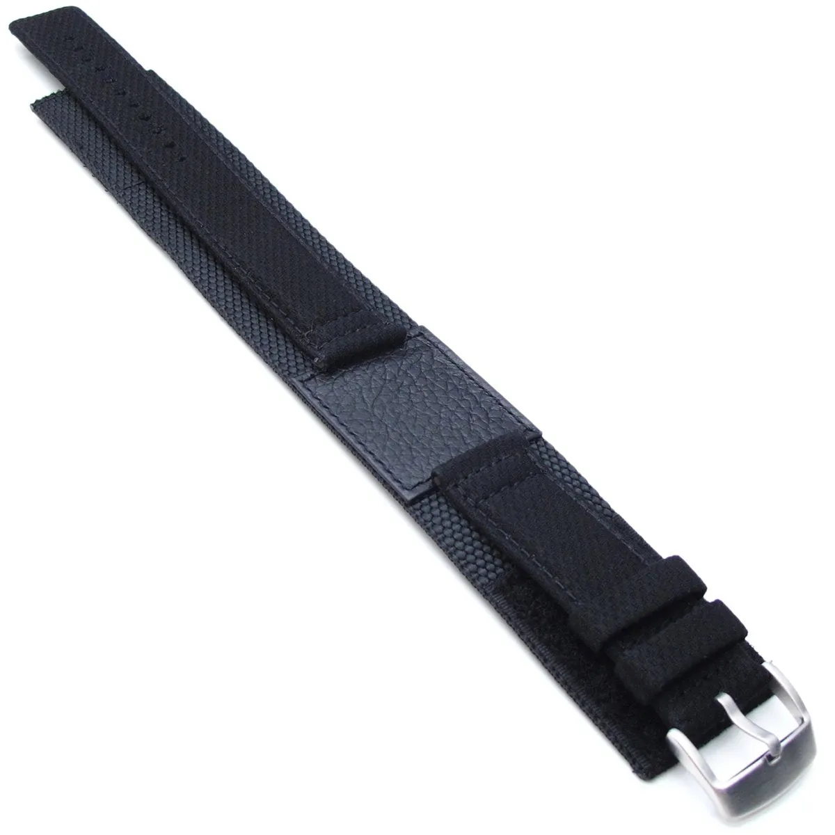 MiLTAT 21mm Double Layer Nylon Black Tactical Velcro Watch Strap