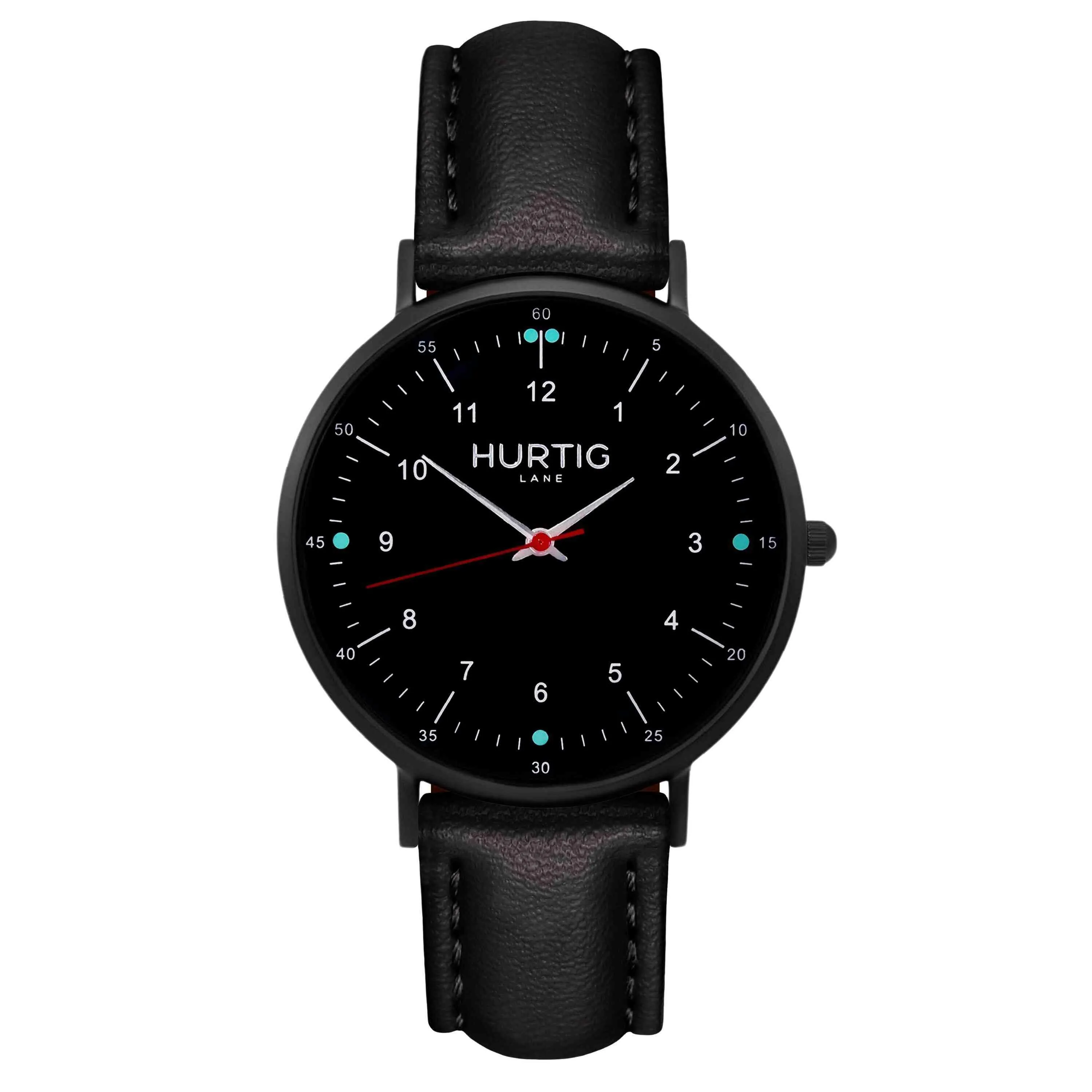 Moderna Vegan Leather Watch All Black & Midnight