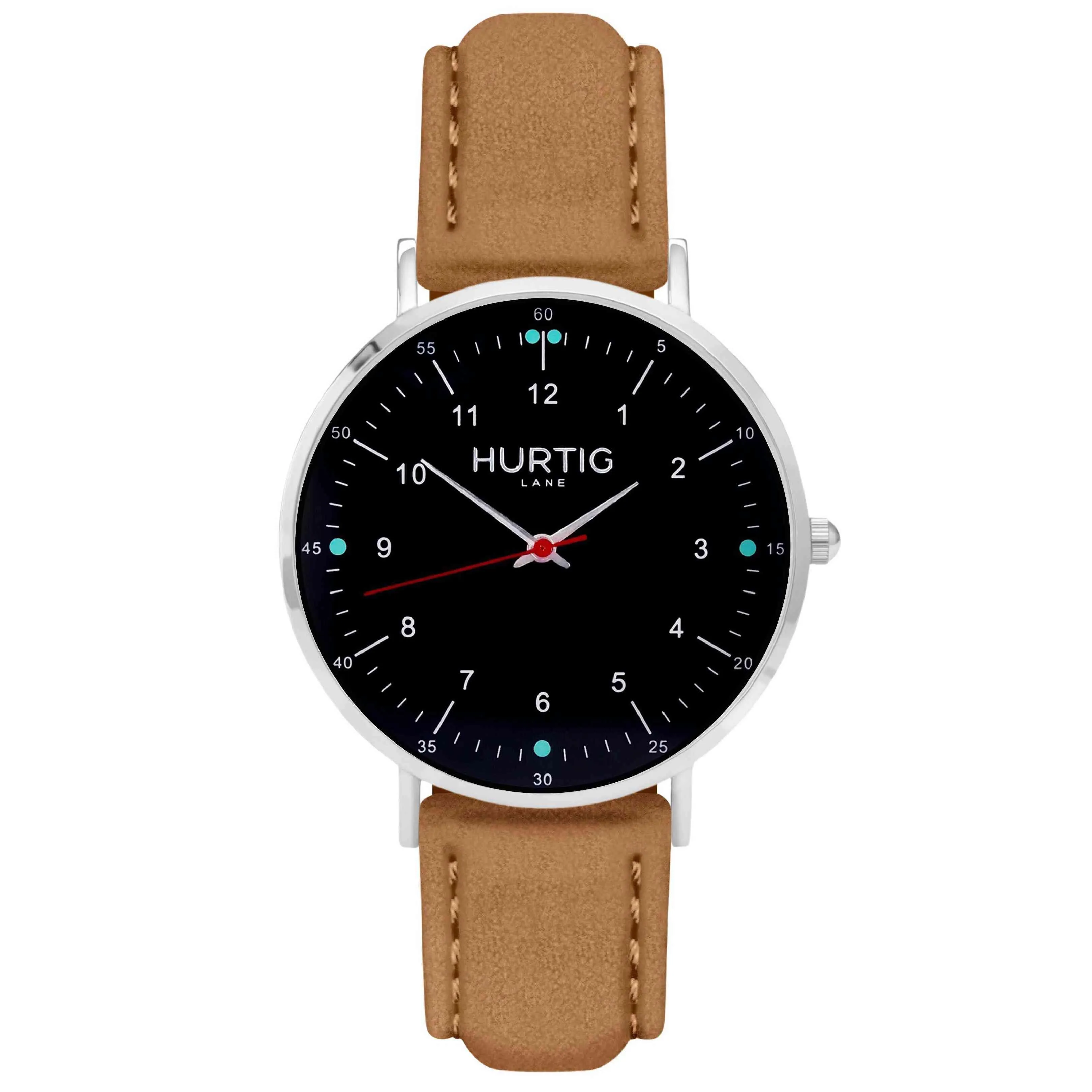 Moderna Vegan Suede Watch Silver, Black & Forest Green
