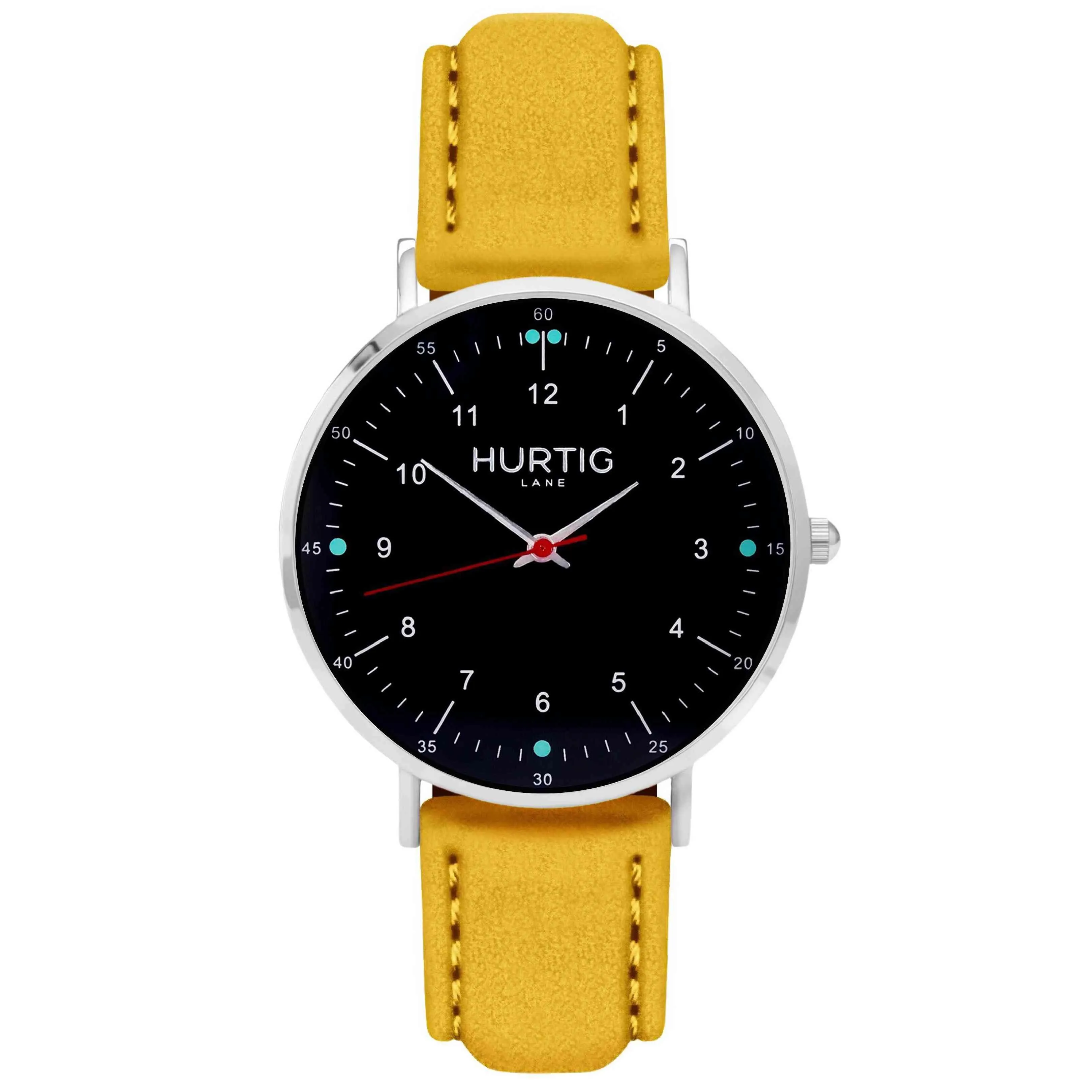 Moderna Vegan Suede Watch Silver, Black & Forest Green