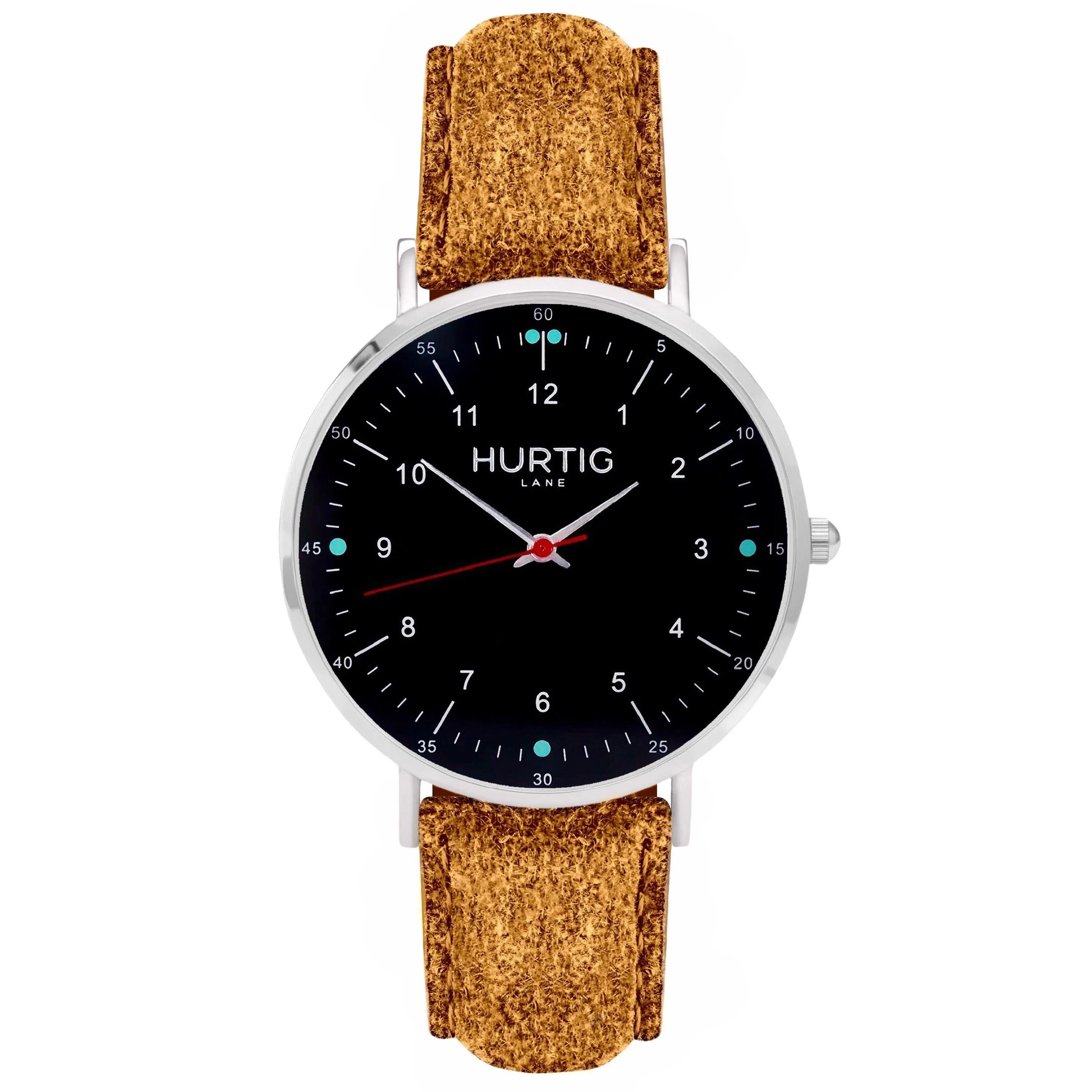 Moderna Vegan Suede Watch Silver, Black & Forest Green