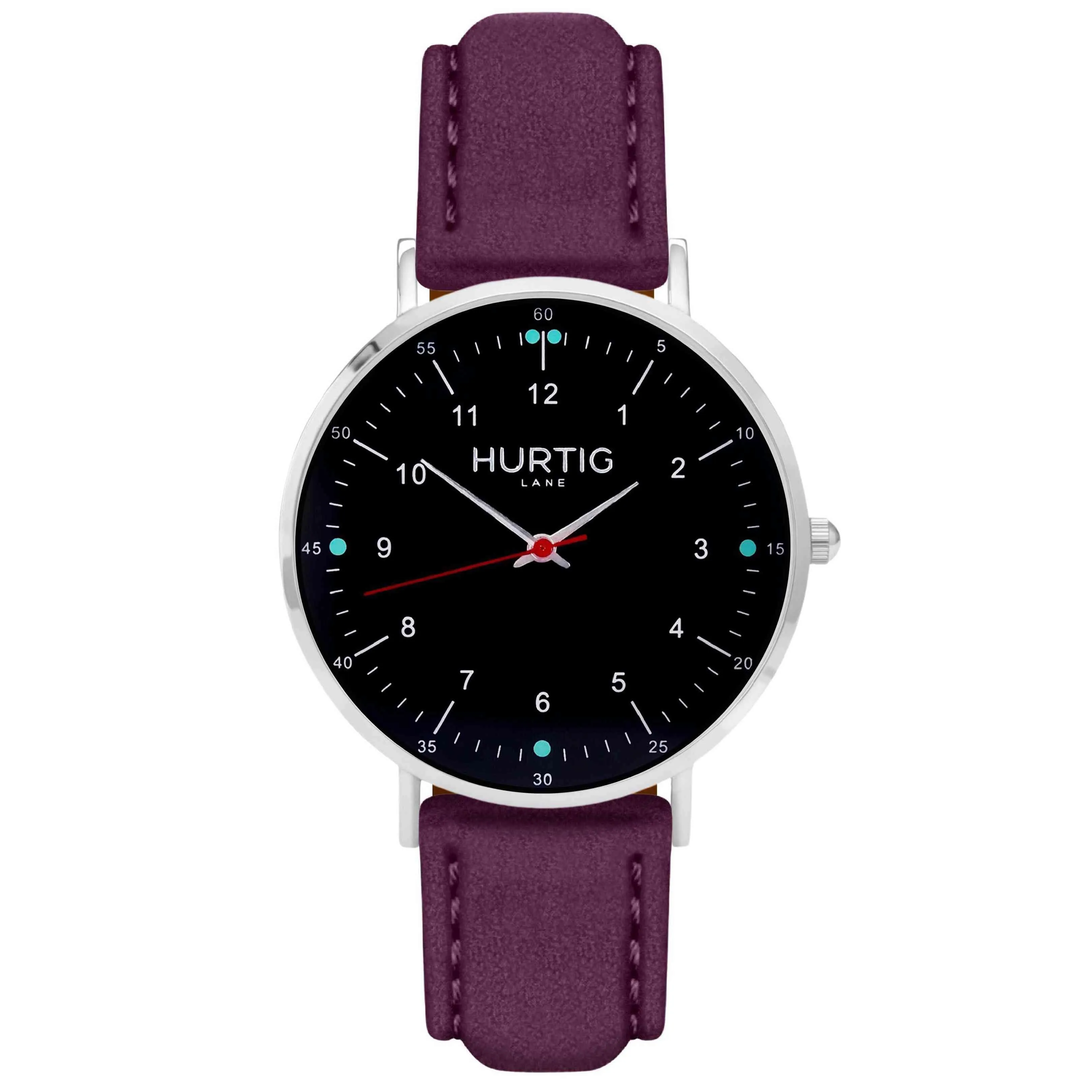 Moderna Vegan Suede Watch Silver, Black & Forest Green