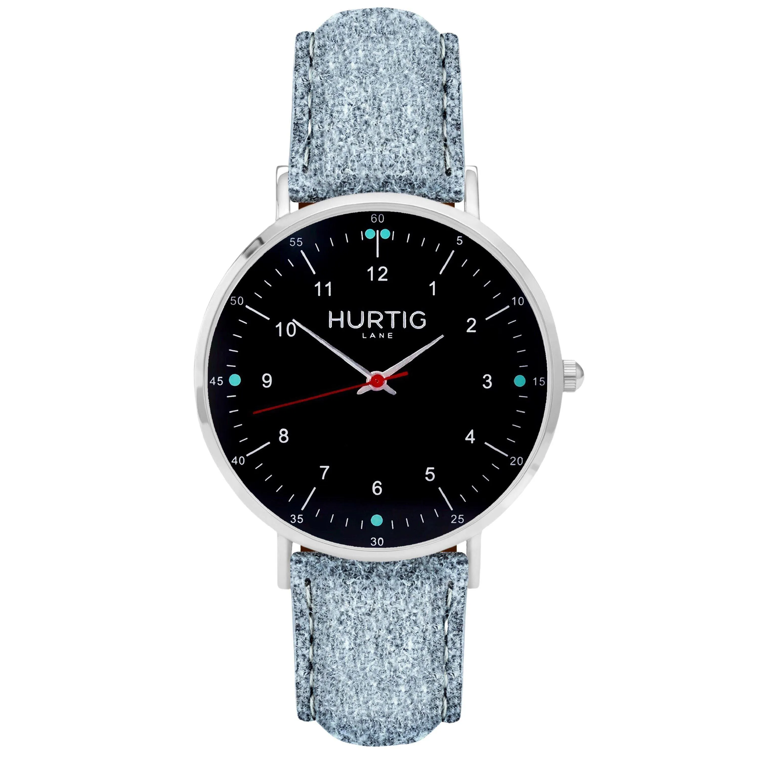 Moderna Vegan Suede Watch Silver, Black & Forest Green