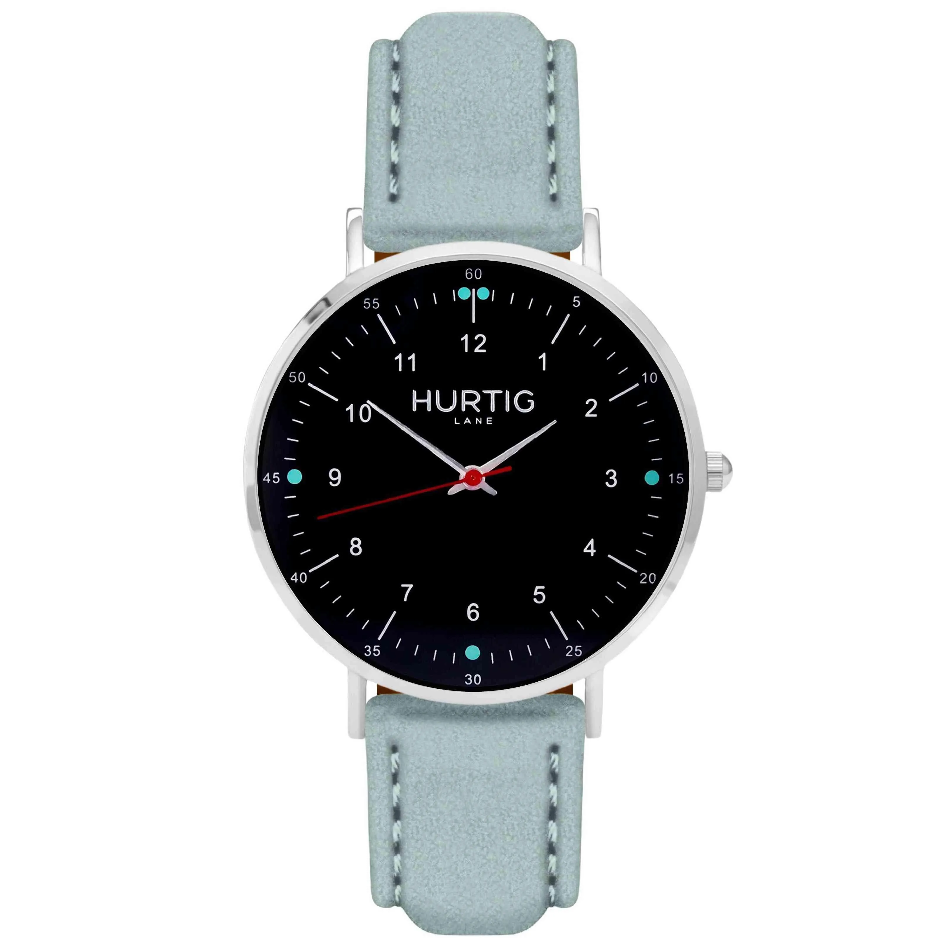 Moderna Vegan Suede Watch Silver, Black & Forest Green
