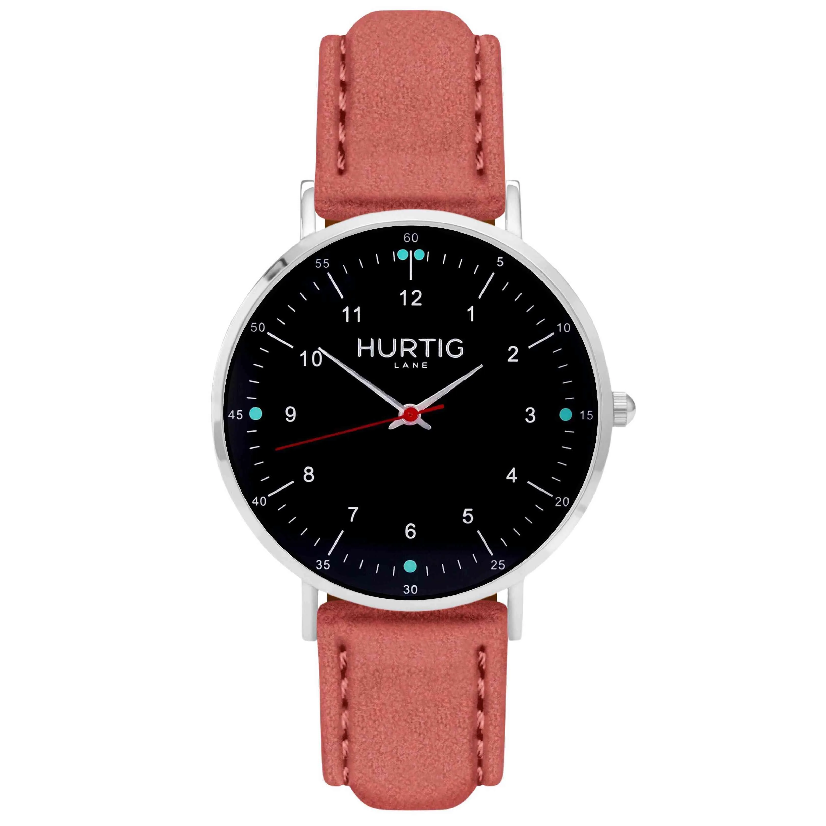 Moderna Vegan Suede Watch Silver, Black & Forest Green