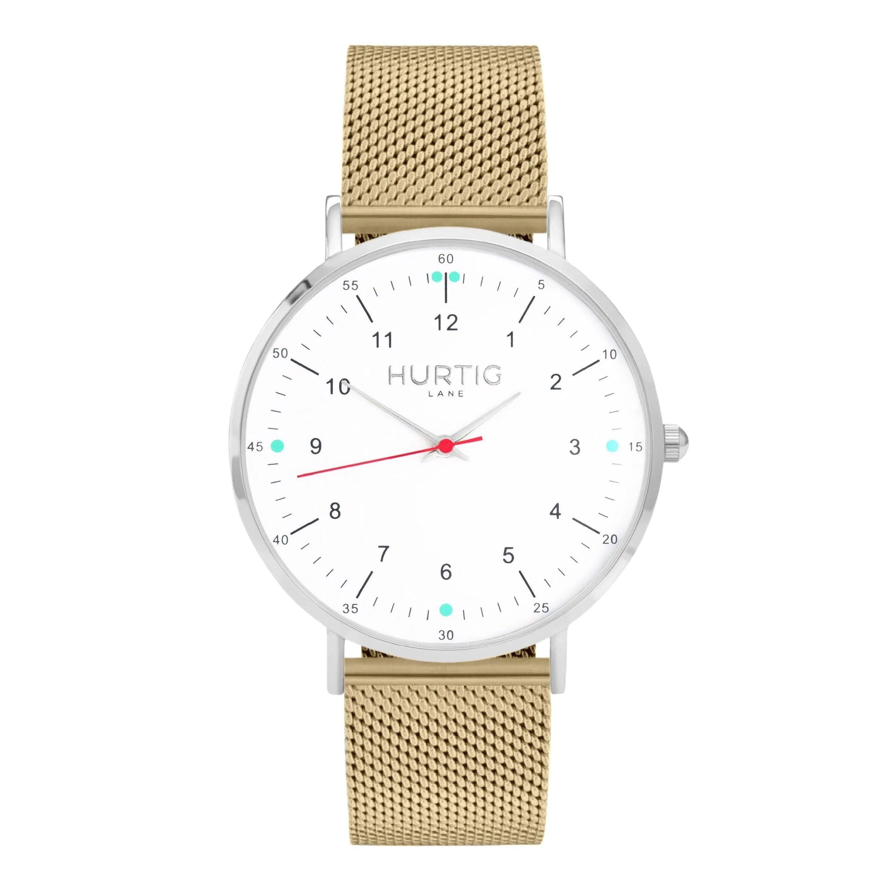 Moderno Stainless Steel Watch Silver, White & Silver