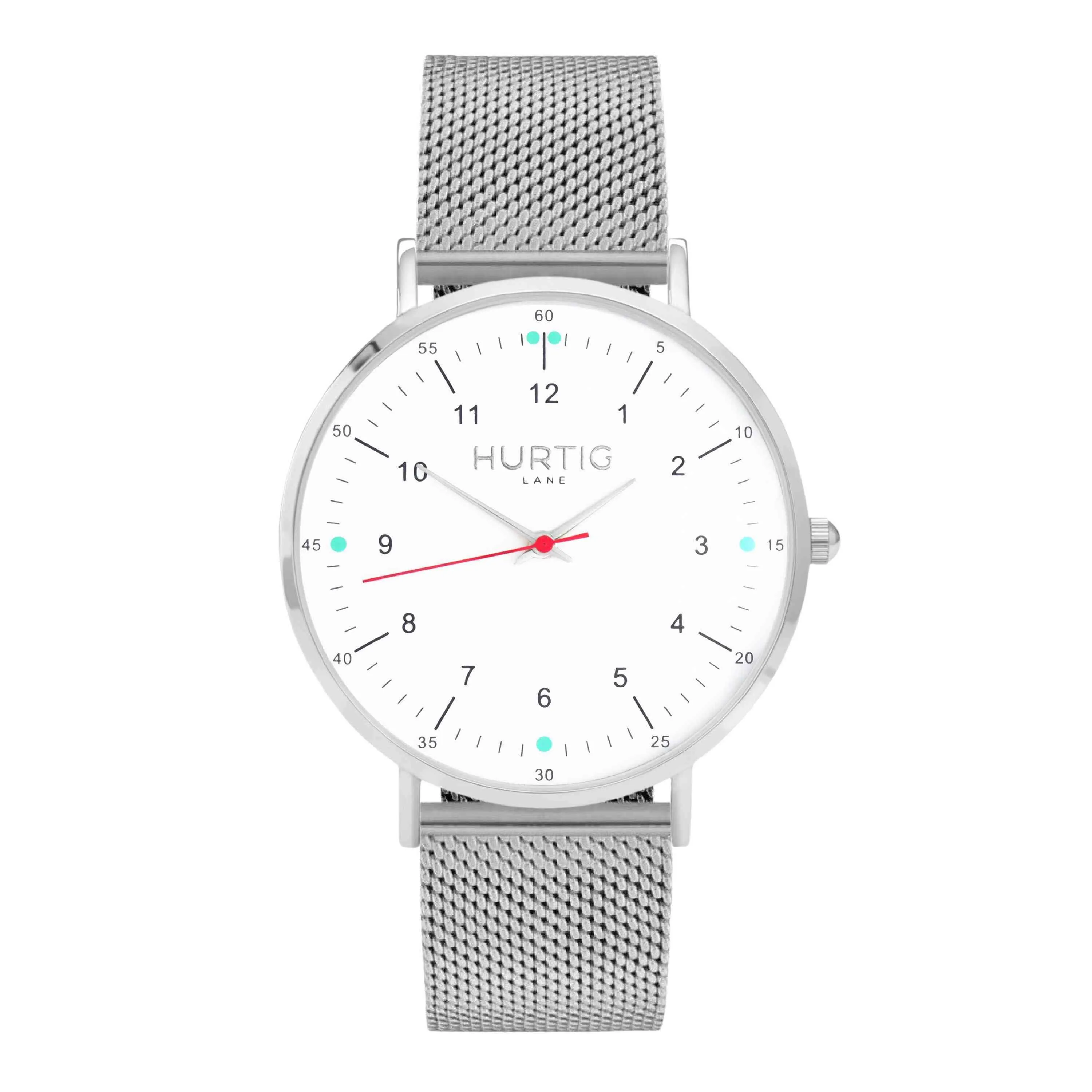Moderno Stainless Steel Watch Silver, White & Silver