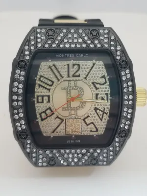 Montres Carlo Stainless Steel/Silicon Jewel Inset Wristwatch