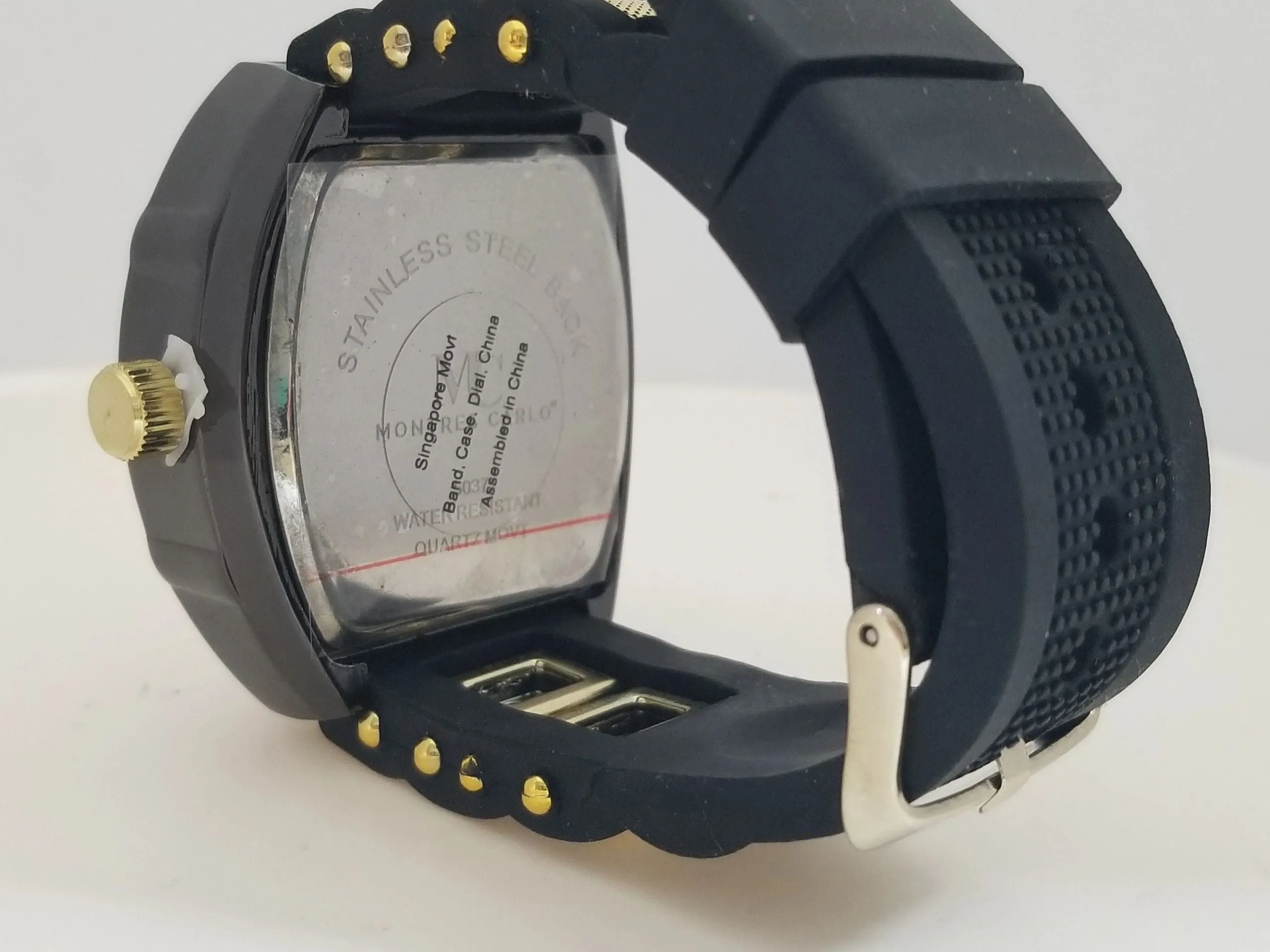 Montres Carlo Stainless Steel/Silicon Jewel Inset Wristwatch