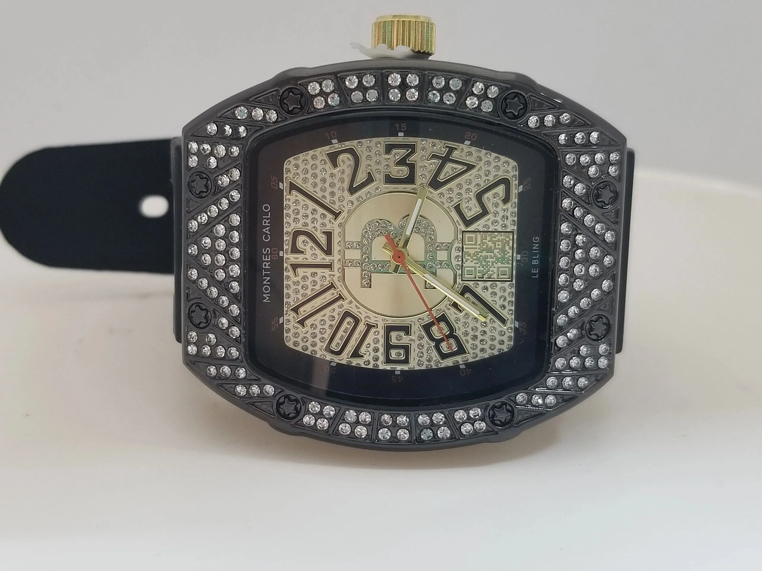 Montres Carlo Stainless Steel/Silicon Jewel Inset Wristwatch