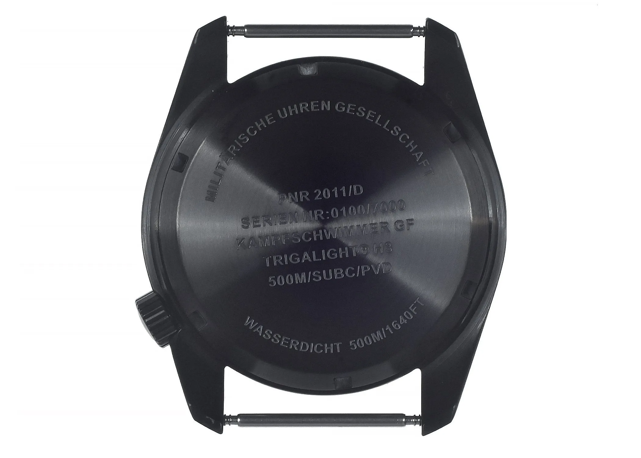 MWC "Submarine / Naval Crew Divers Watch" 500m (1,650ft) Water Resistant Dual Time Zone Military Watch in PVD Stainless Steel Case with GTLS and Helium Valve