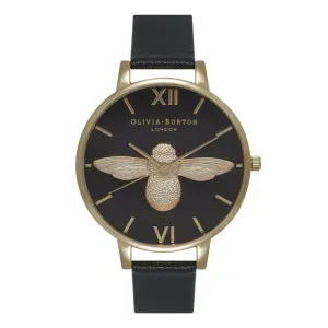 Olivia Burton Animal Motif Bee Watch in Black/ Gold