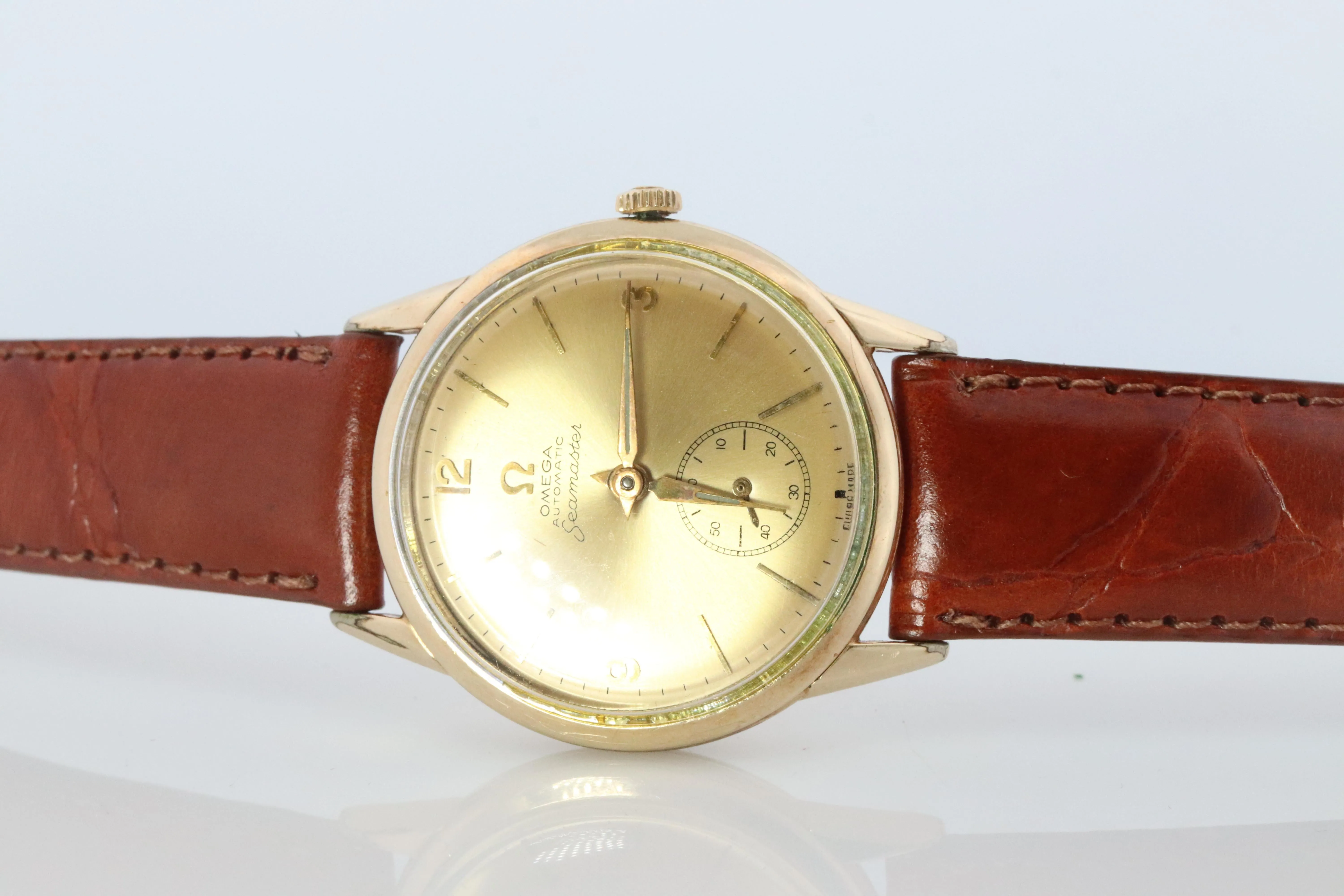 OMEGA Automatic Watch 10k GF Omega Automatic Hammer Bumper 1950s Mens Wristwatch