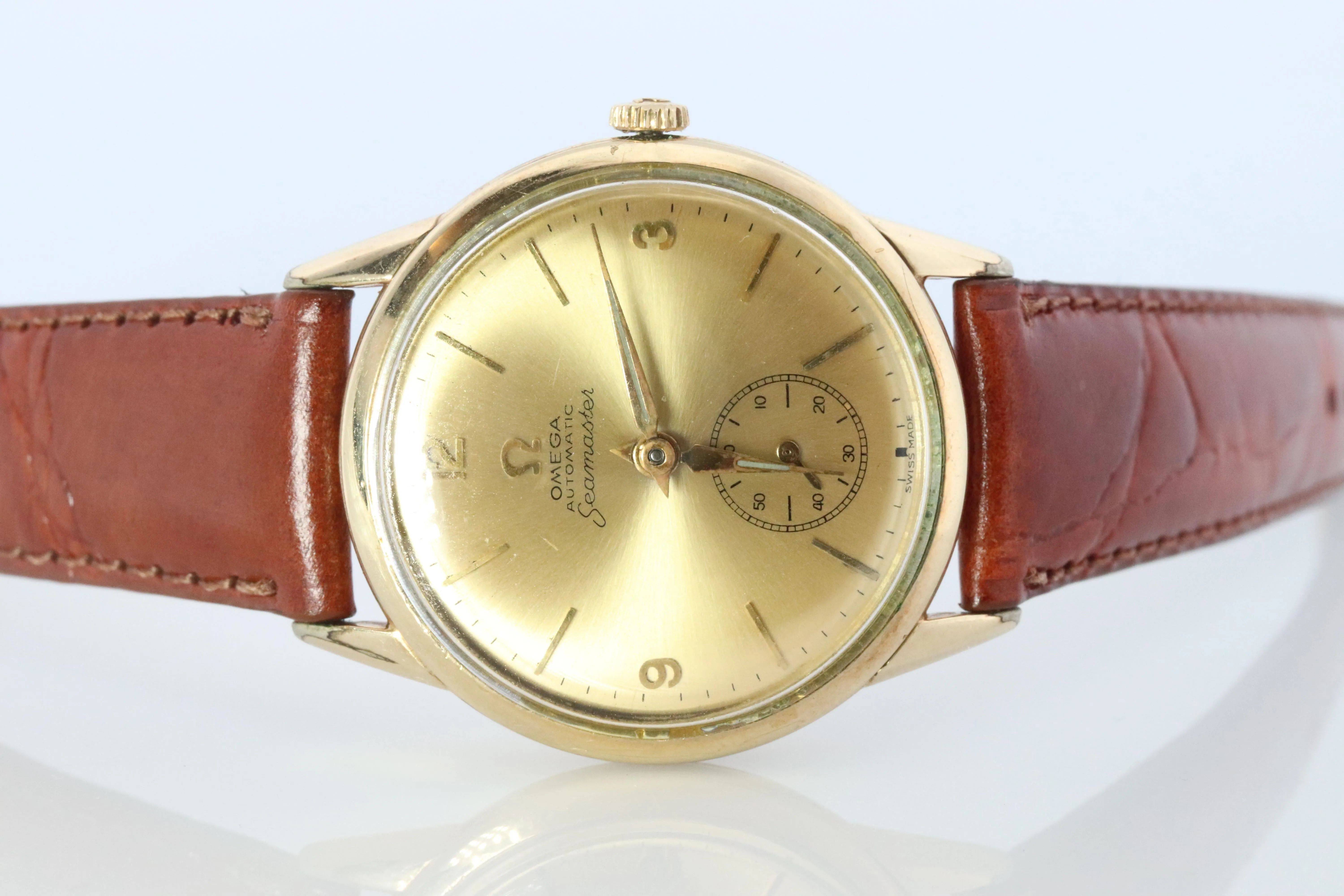 OMEGA Automatic Watch 10k GF Omega Automatic Hammer Bumper 1950s Mens Wristwatch