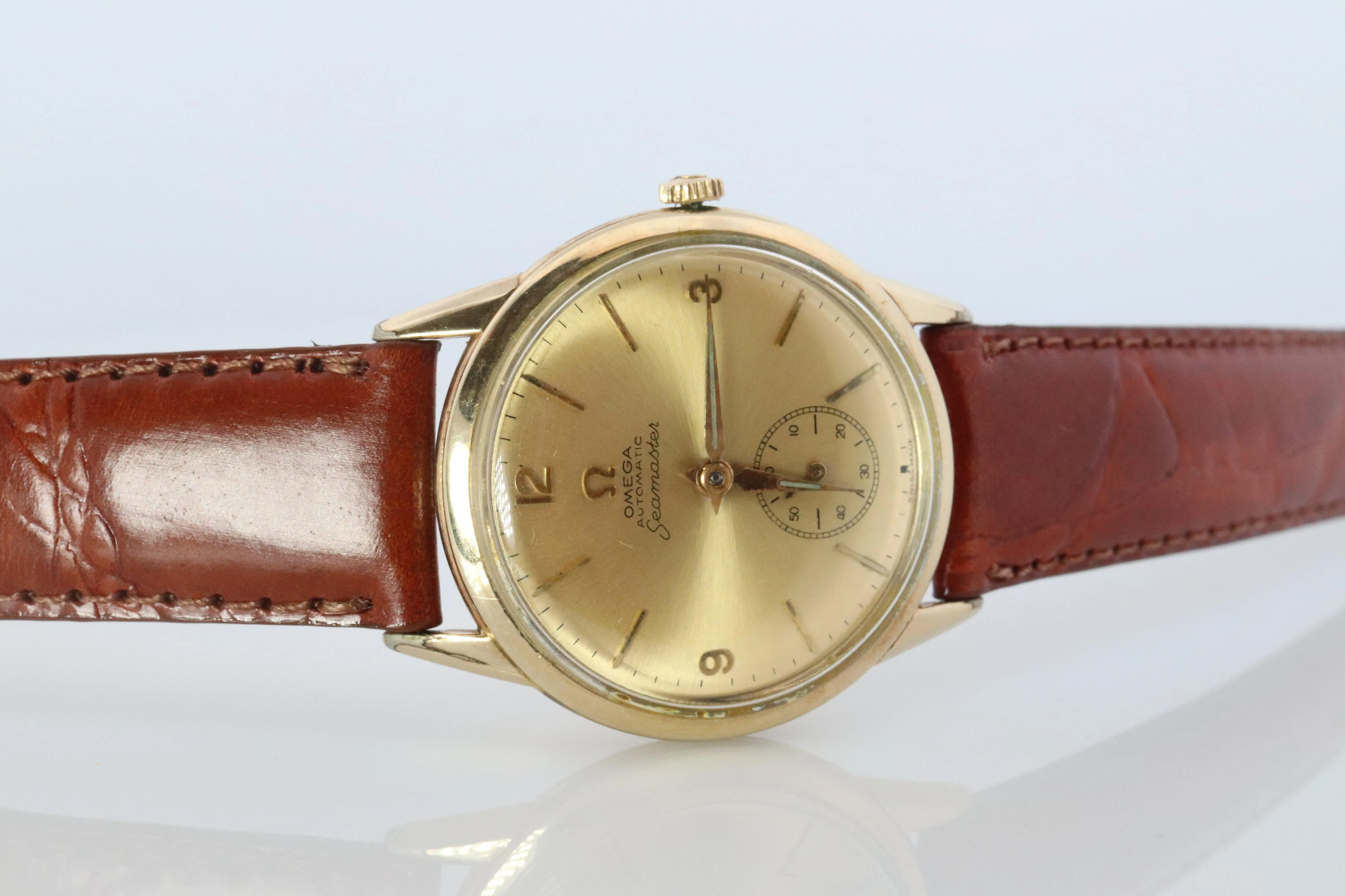 OMEGA Automatic Watch 10k GF Omega Automatic Hammer Bumper 1950s Mens Wristwatch