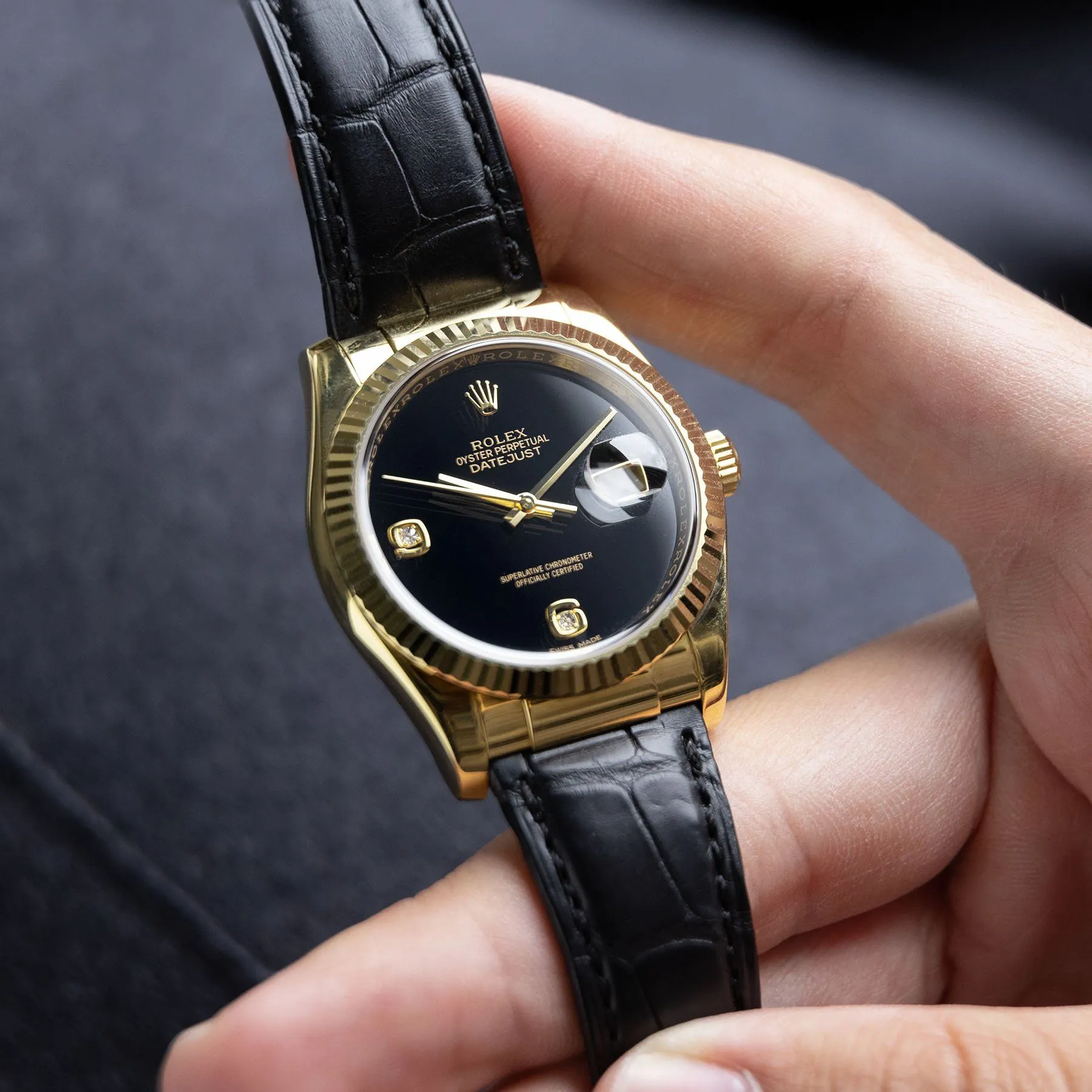 Onyx Dial Rolex Datejust Yellow Gold 116138 NOS