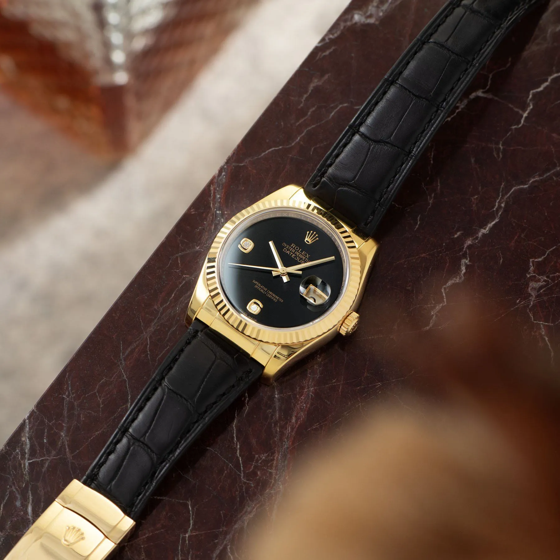 Onyx Dial Rolex Datejust Yellow Gold 116138 NOS