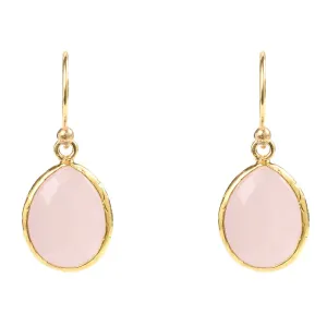 Petite Drop Earring Rose Quartz Gold