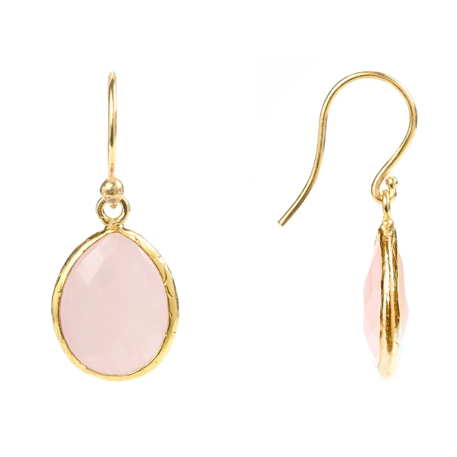 Petite Drop Earring Rose Quartz Gold