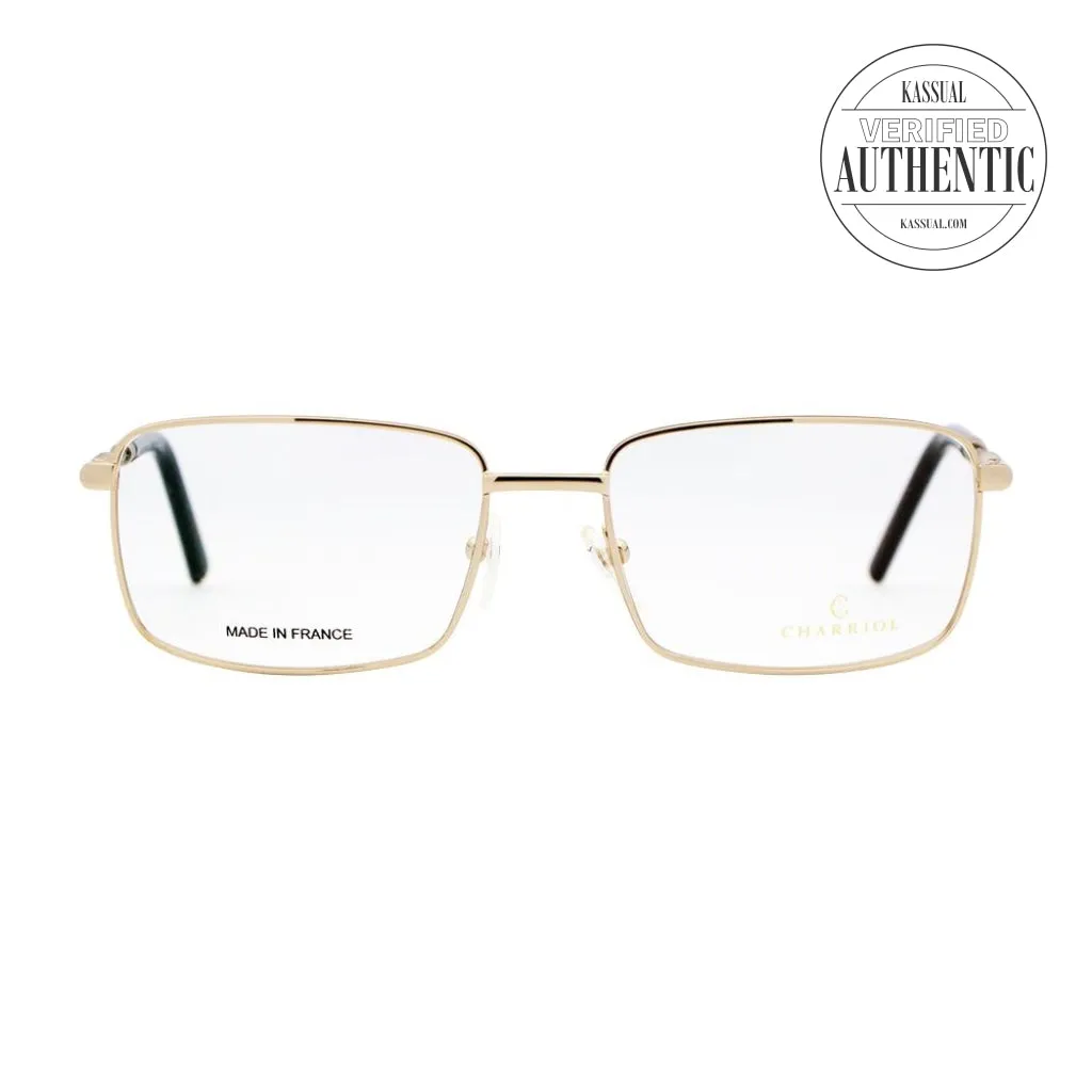 Philippe Charriol Rectangular Eyeglasses PC75033 C01 Shiny Gold 56mm 75033