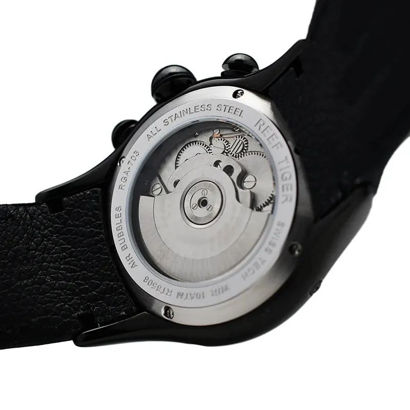 PReef Tiger/RT Sport Watch For Men Skeleton Luminous Watch Year Month Date Day Rose Gold Automatic Watches