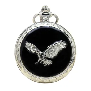 Retro Creative Unisex Silver Eagle Wing Necklace Pendant Pocket FOB Watch