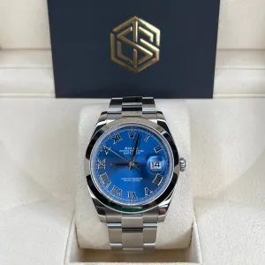 Rolex 126300 Datejust 41 Azzurro Blue Oyster 2021 Full Set Watch