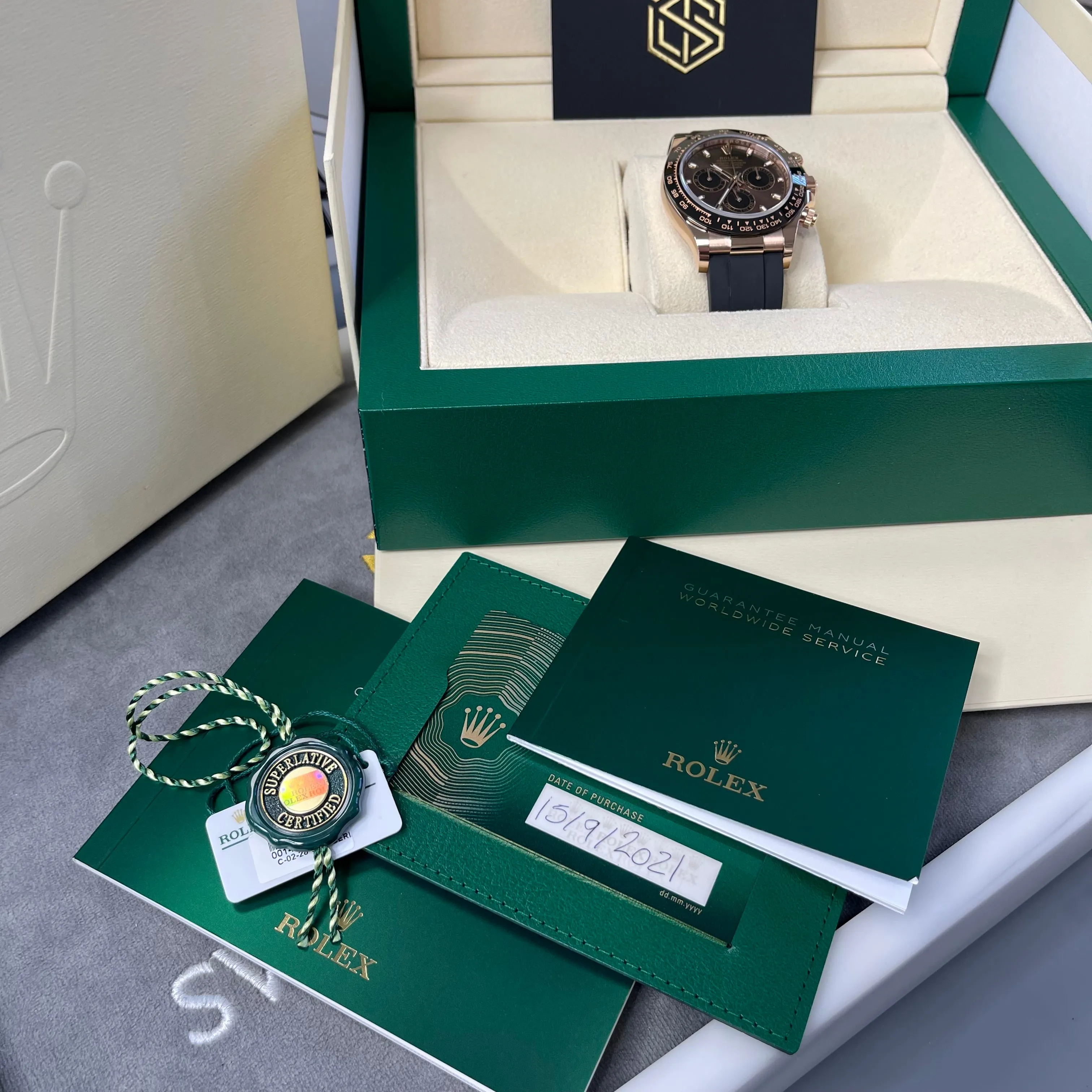 Rolex Cosmograph Daytona Oyster Flex Everose Chocolate Dial 116515LN 2021 Unworn Full Set Watch