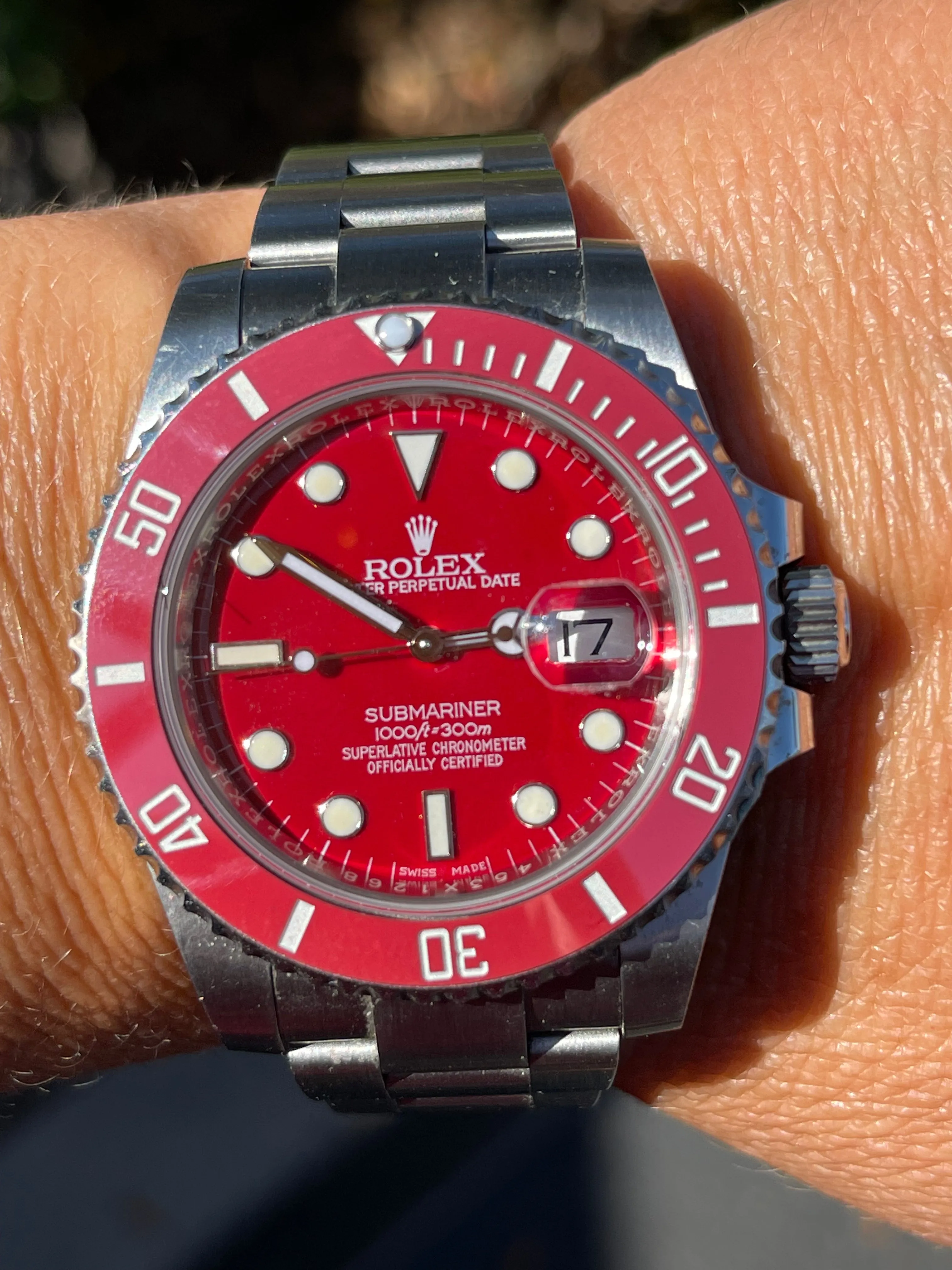 Rolex Subamriner 40mm Men's Stainless Steel 116610. Custom Iron Man Red Bezel Insert and Red Dial